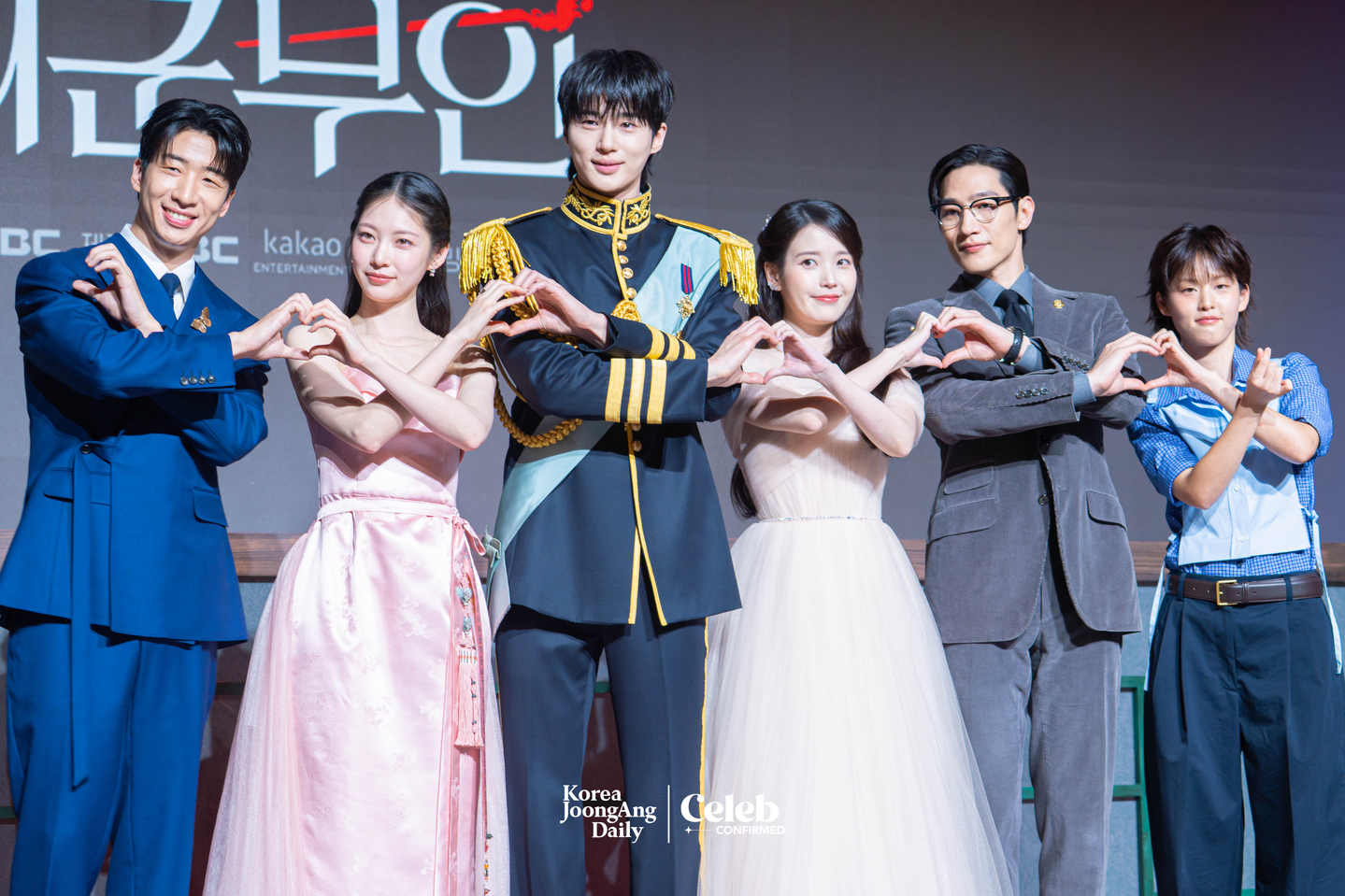 The cast of the MBC series “Perfect Crown” poses for photos during a press conference at the Josun Palace Hotel in Gangnam District, southern Seoul, on April 6. [DANIELA GONZALEZ PEREZ]