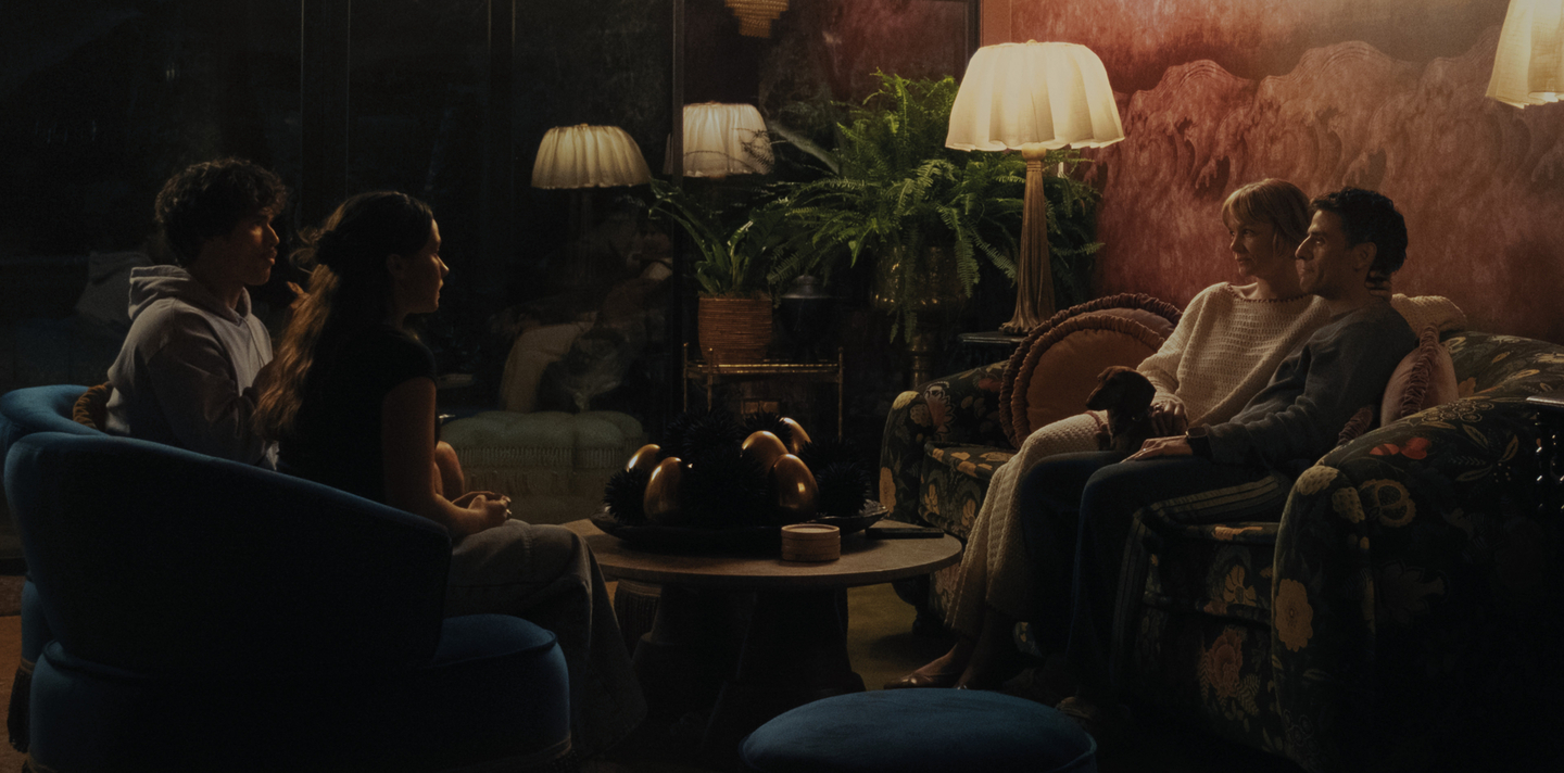 From left to right: Charles Melton as Austin Davis, Cailee Spaeny as Ashley Miller, Carey Mulligan as Lindsay Crane-Martin and Oscar Isaac as Josh Martin in the second season of the Netflix series ″Beef″ (2023-), set to premiere on April 16 [NETFLIX]