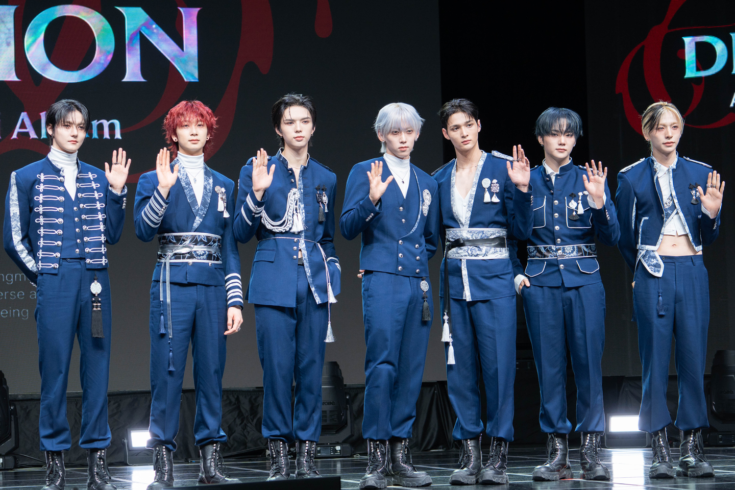 Ampers&One poses for photos during a press showcase for its fourth EP, ″Definition,″ at Nodeul Live House in central Seoul on April 8. [DANIELA GONZALEZ PEREZ] 