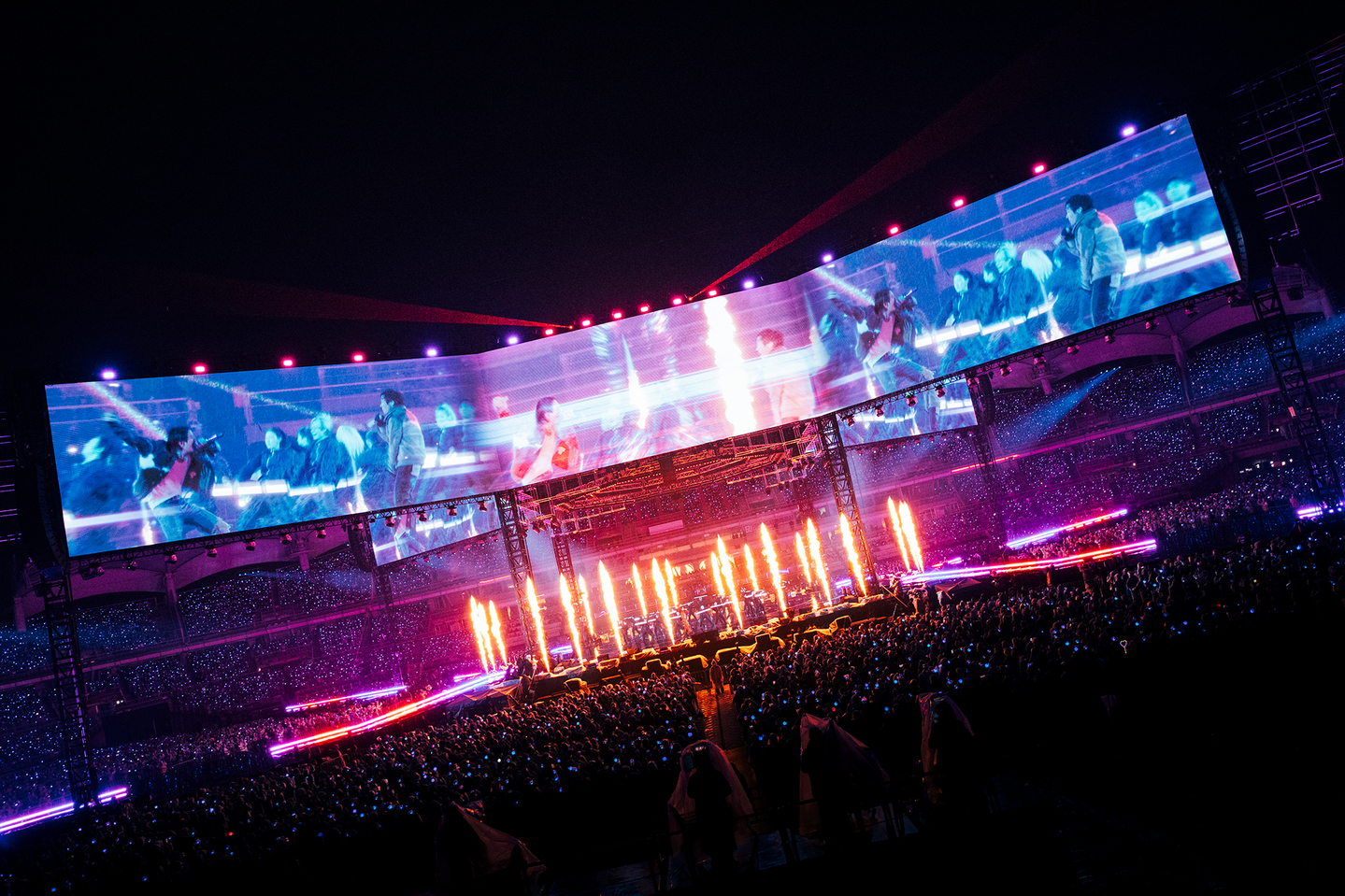 BTS performs during the first of its three concerts at Goyang Main Stadium in Goyang, Gyeonggi, on April 9, as part of the group’s ongoing “Arirang” world tour. [BIGHIT MUSIC]