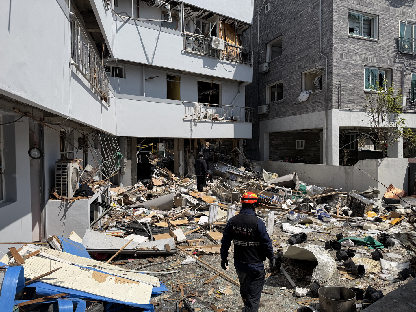 A damage scene from a gas leak explosion in Cheongju, North Chungcheong, on April 13 [NEWS1]