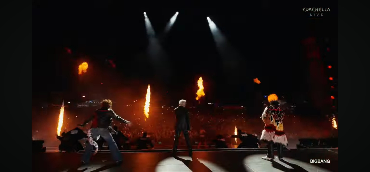 Boy band Big Bang performs during the first weekend of Coachella Valley Music & Arts Festival in Indio, California, on April 12. [SCREEN CAPTURE]