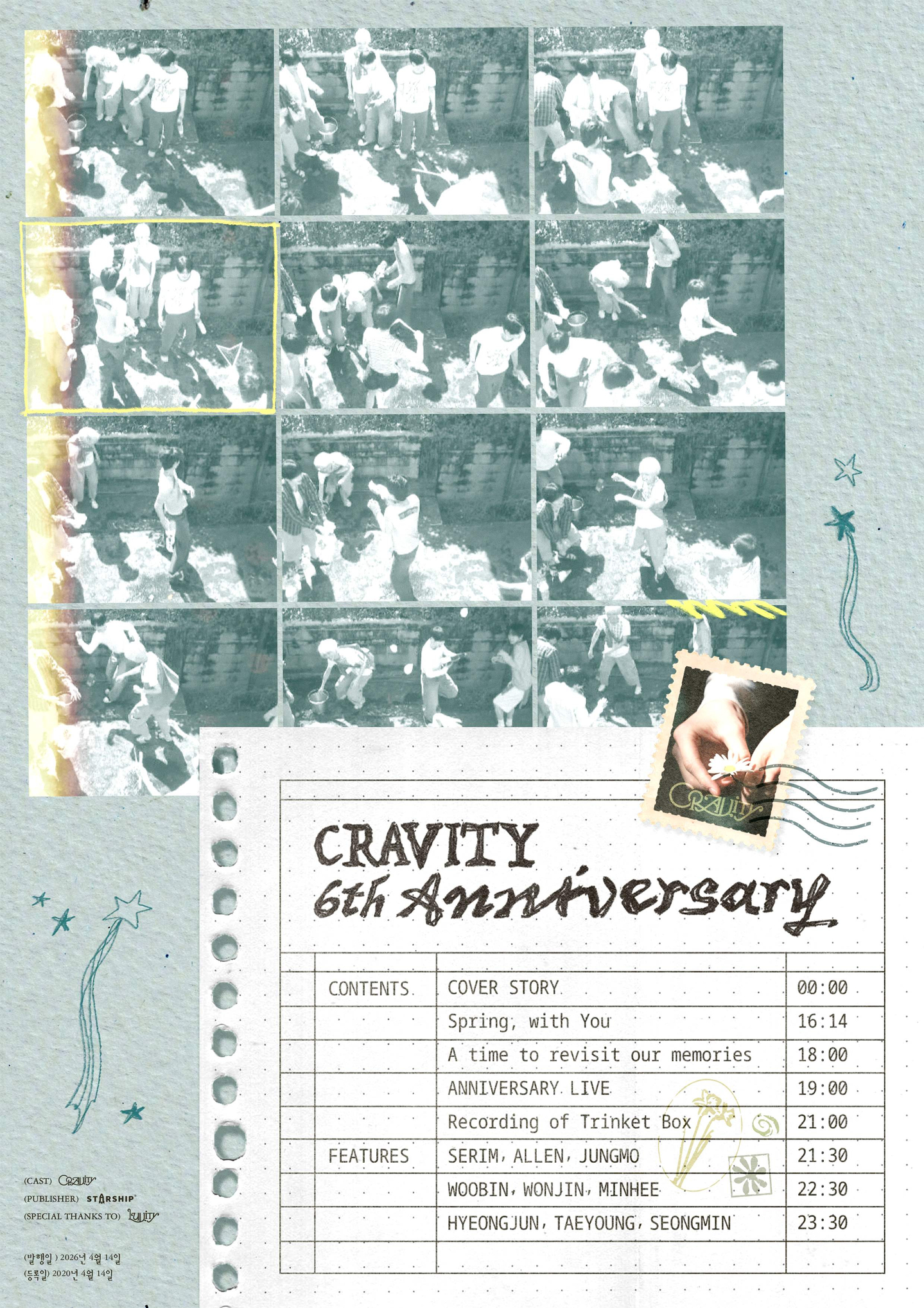 A schedule poster for upcoming content to be released to celebrate Cravity's sixth anniversary [STARSHIP ENTERTAINMENT]