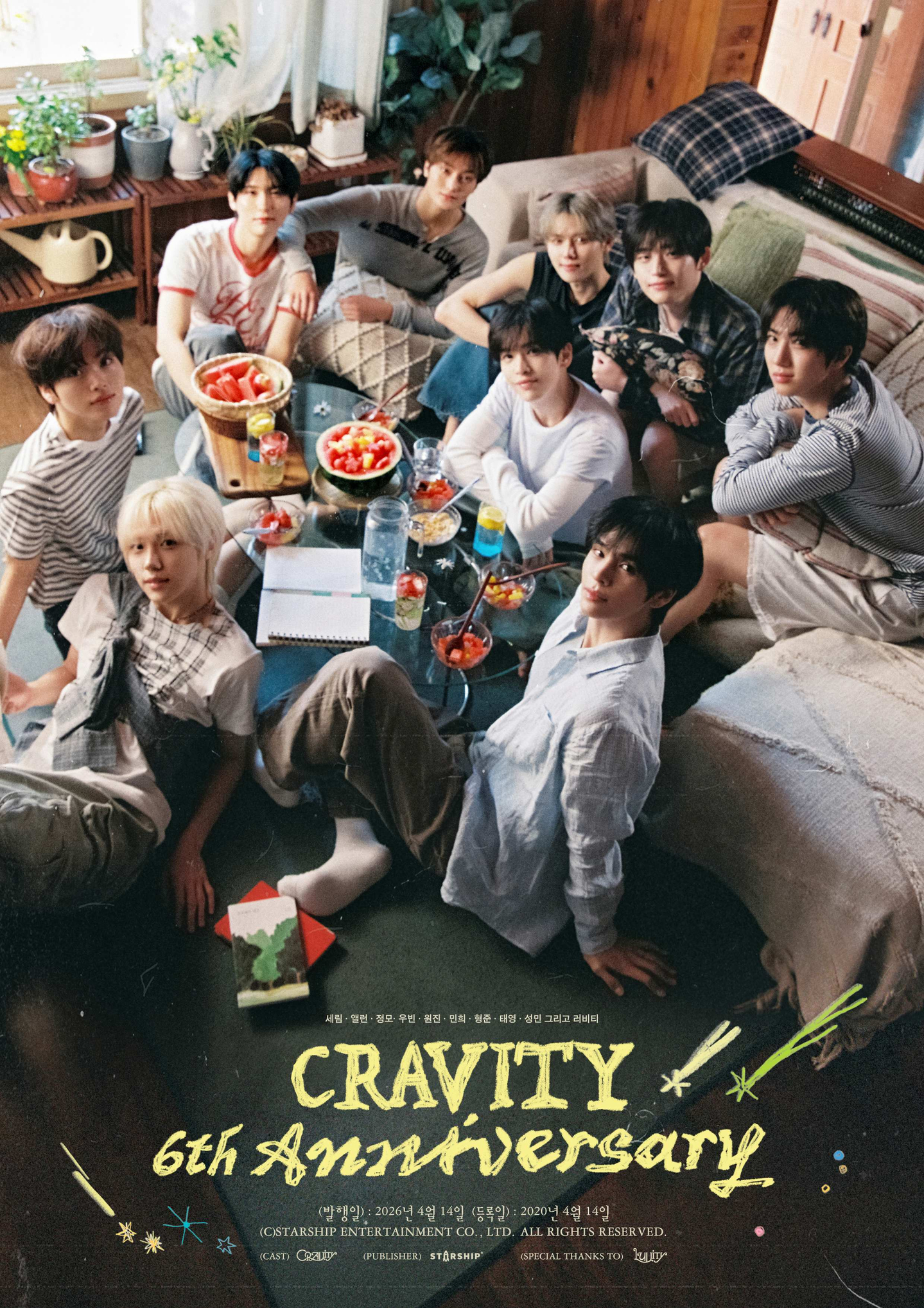 An image poster celebrating Cravity's sixth anniversary [STARSHIP ENTERTAINMENT]