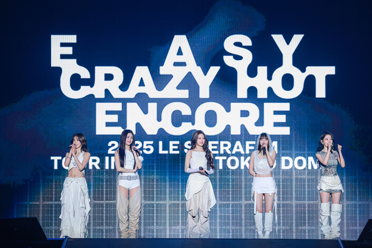 Girl group Le Sserafim performs at the Tokyo Dome on Nov. 18 and 19, 2025 as part of the ″Easy Crazy Hot″ world tour [SOURCE MUSIC]