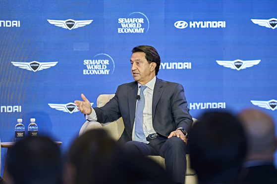 Hyundai Motor CEO José Muñoz speaks at Semafor World Economy 2026 in Washington, D.C., on April 14. [HYUNDAI MOTOR]               