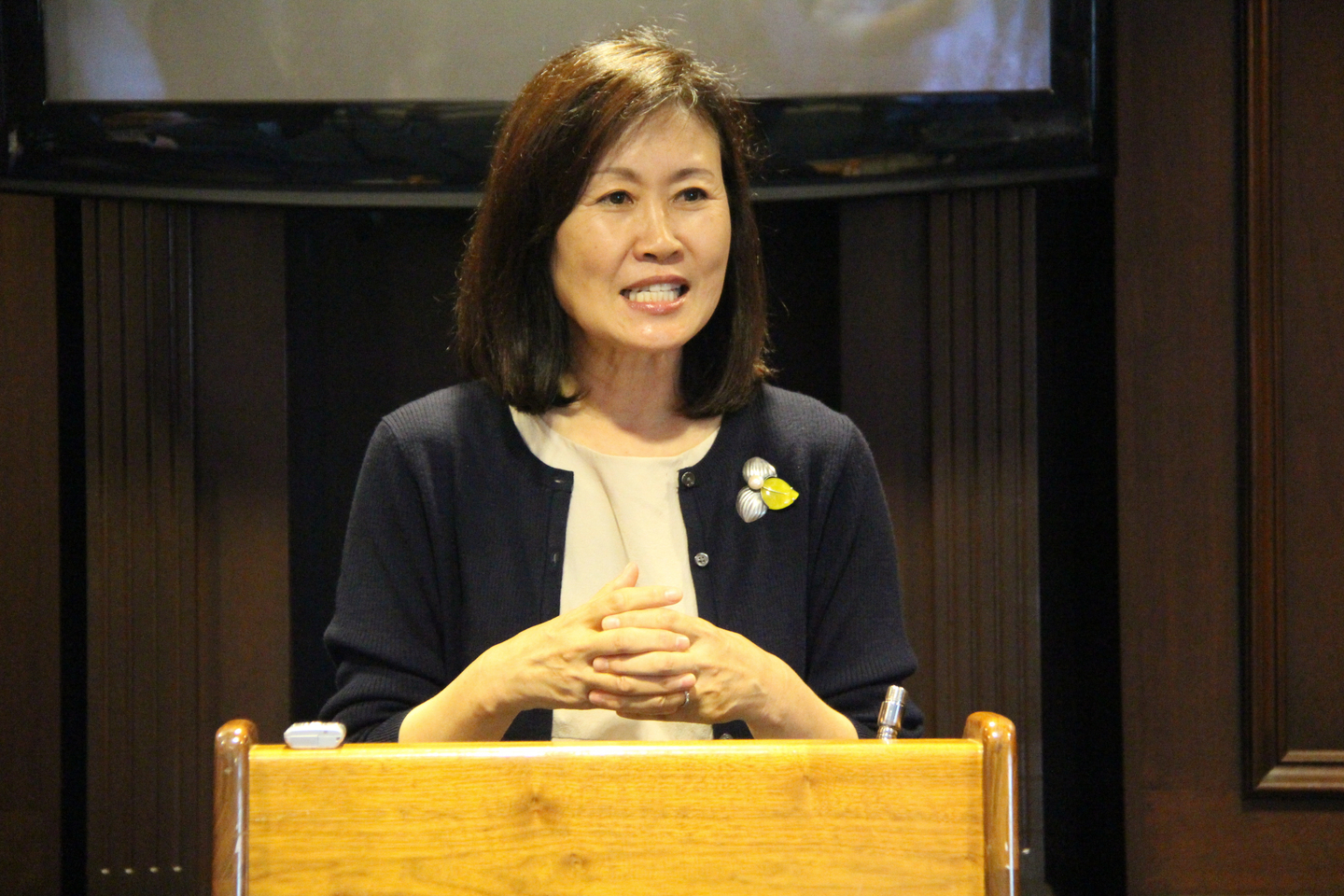 Former U.S. Rep. Michelle Park Steel, a Korean American politician who was nominated on April 13 by U.S. President Donald Trump as the first U.S. ambassador to Korea in his second administration, speaks with Korean correspondents at Republican National Committee headquarters in Washington, D.C., on May 20, 2016. [YONHAP]