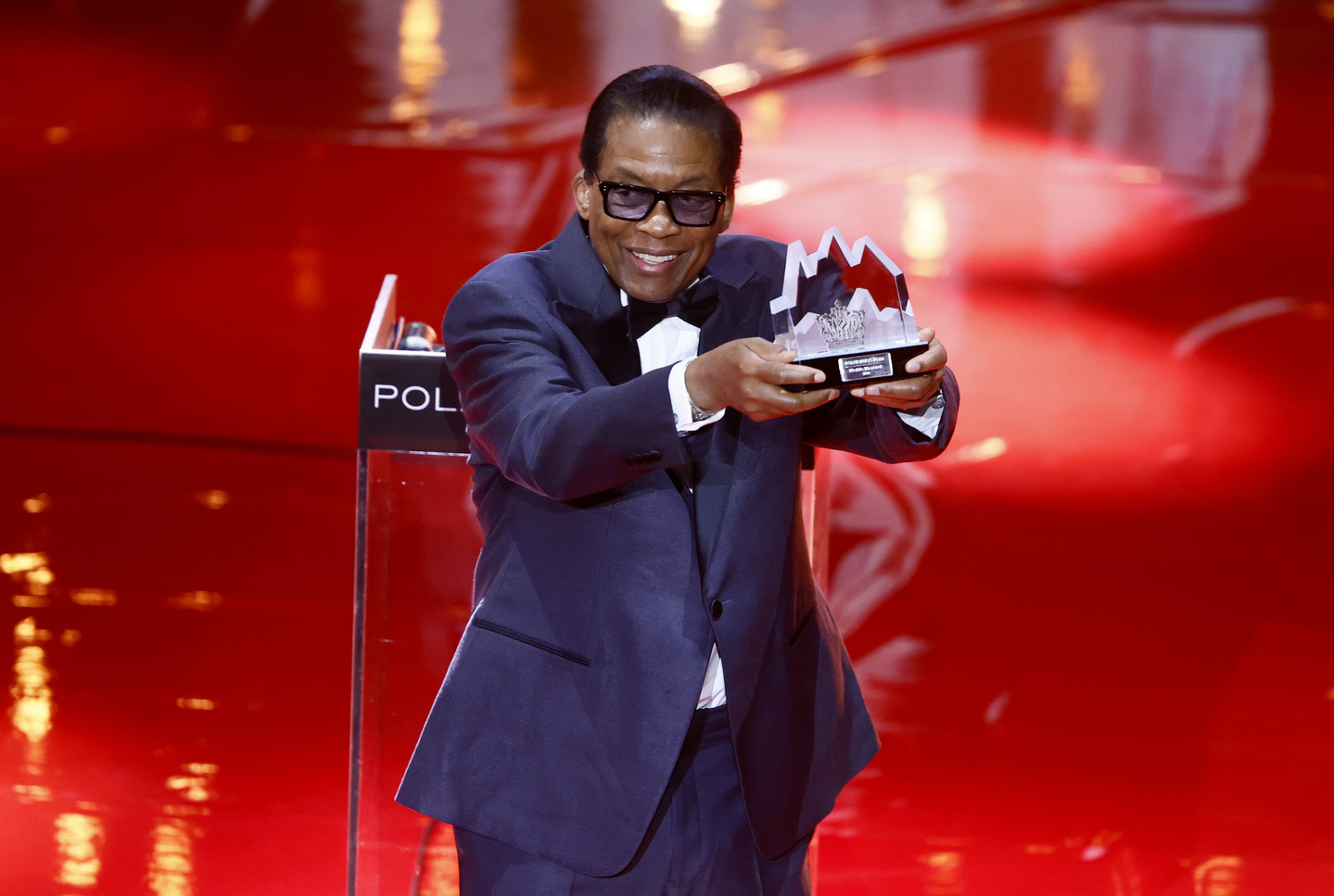 American jazz musician Herbie Hancock on stage during the 2025 Polar Music Prize ceremony at the Grand Hotel in Stockholm on May 27, 2025 [EPA/YONHAP]