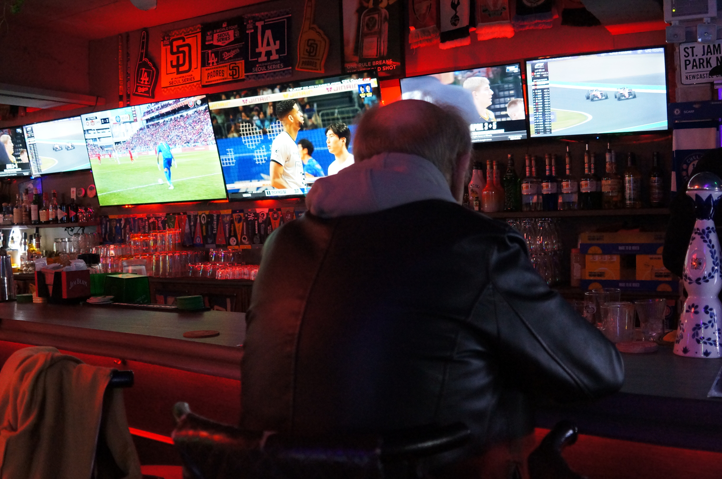 Paul, 78, sits at a bar where Aaron Amaya works in Itaewon, central Seoul, on March 29. Paul's Korean partner said ″I love you″ to him two weeks after they started dating. [KIM JU-YEON]