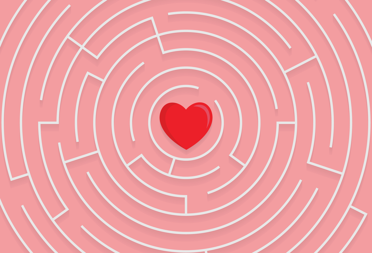 Why is saying "I love you" so hard? A heart symbol in a labyrinth is pictured in this illustration. [GETTY IMAGES]