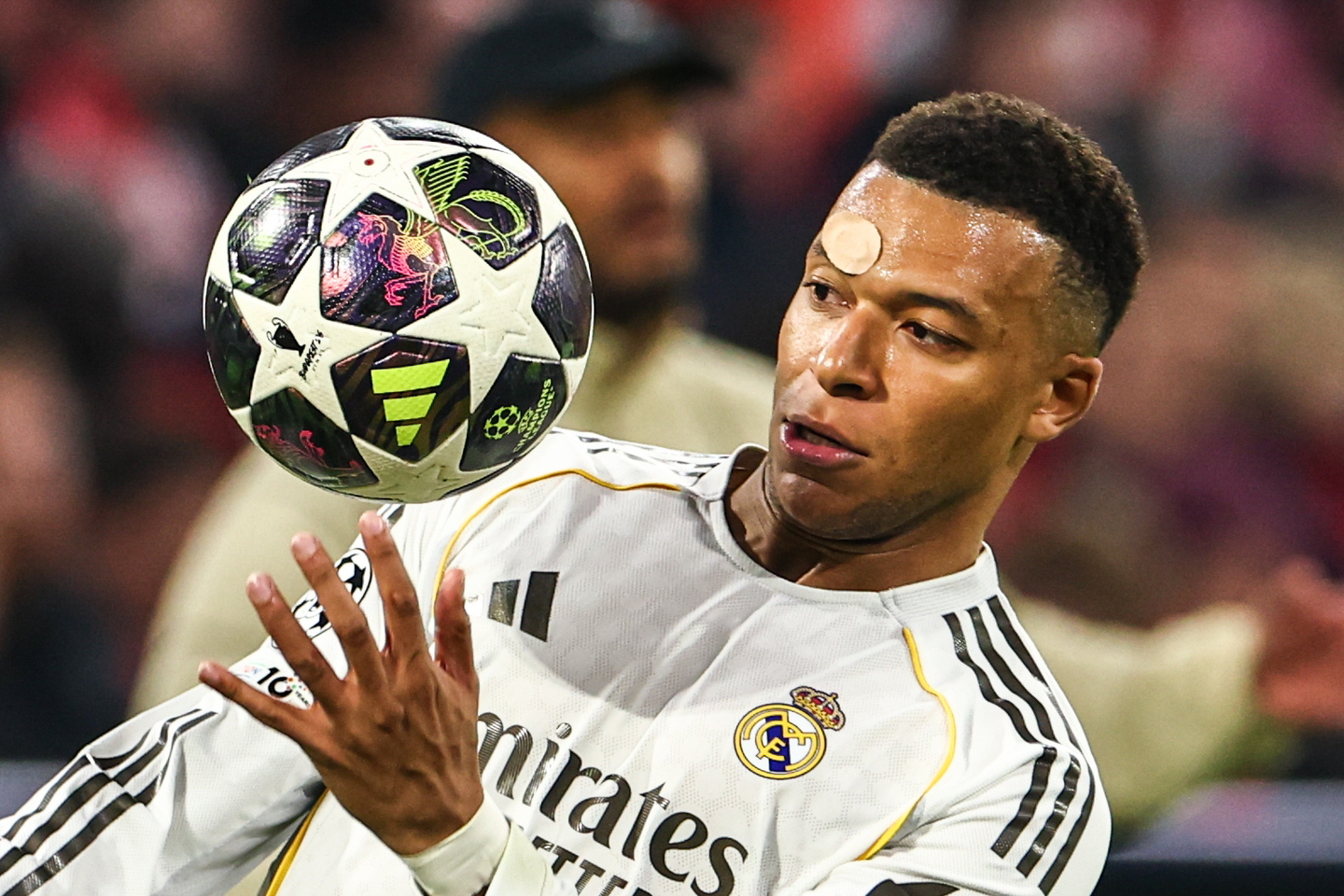 Kylian Mbappe of Real Madrid in action during the UEFA Champions League quarterfinals second-leg match against Real Madrid in Munich on April 15 [EPA/YONHAP]