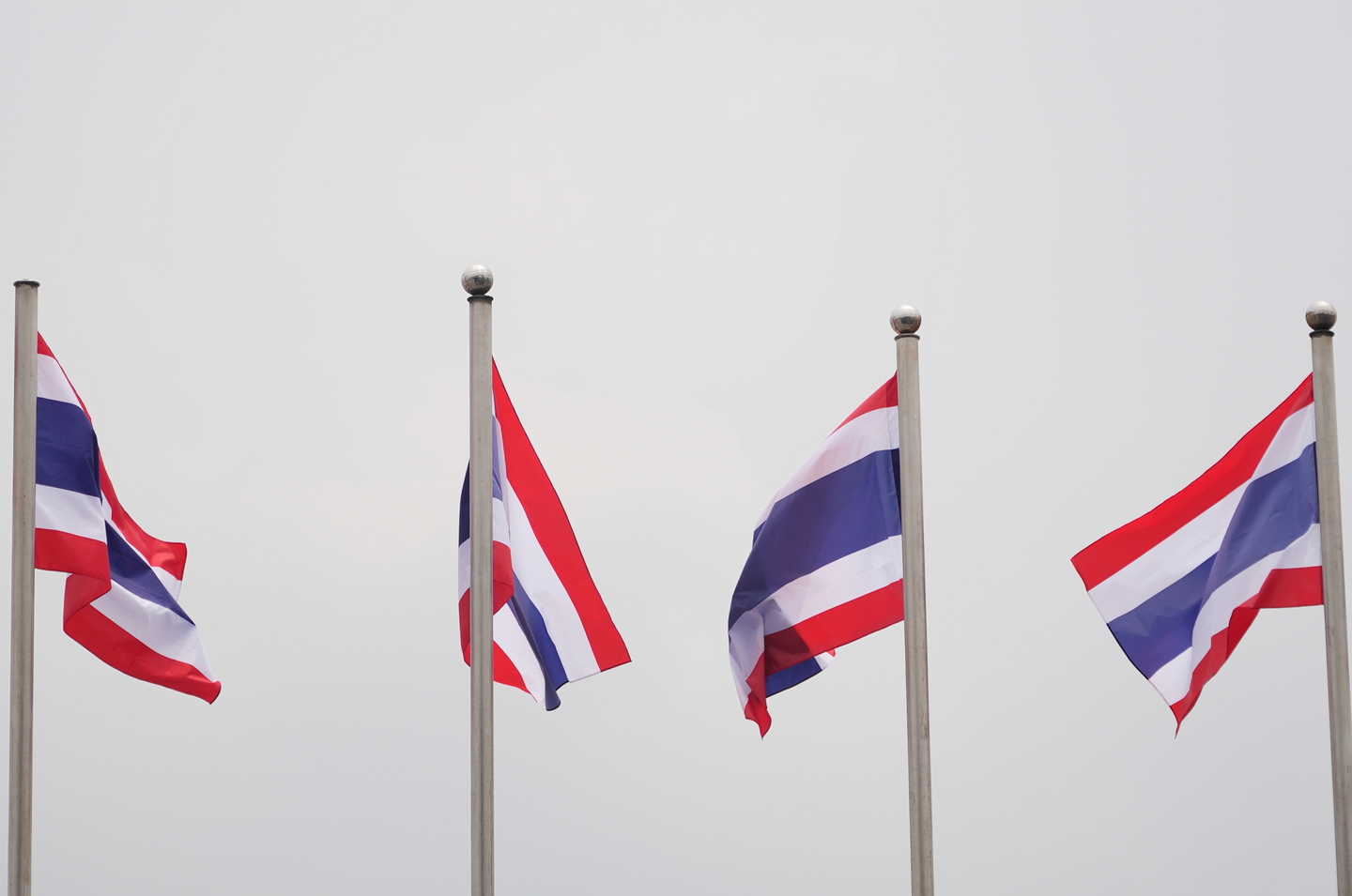 Thai flags are seen in a photo from May 15, 2025. [AP PHOTO/YONHAP]