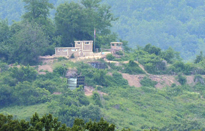 North Korea's loudspeakers targeting South Korea as seen from the southern side of the demilitarized zone in Gyeonggi on June 14, 2025. [YONHAP]