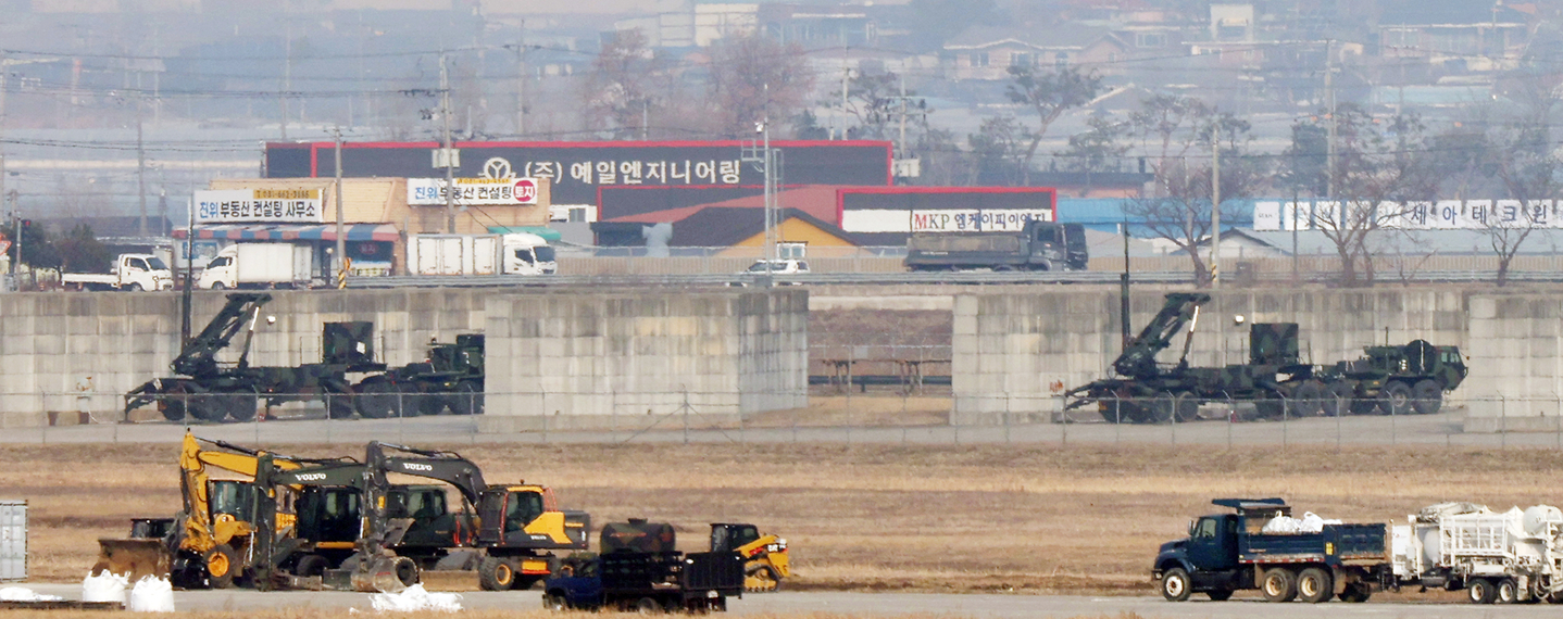 Patriot missile launchers are seen empty at Osan Air Base in Gyeonggi on March 11. [NEWS1] 