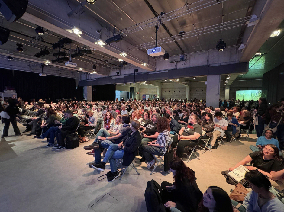 Attendees gather at an event with Nobel laureate Han Kang held at the Contemporary Culture Center of Barcelona in Spain on April 21 [MINISTRY OF CULTURE, SPORTS AND TOURISM]
