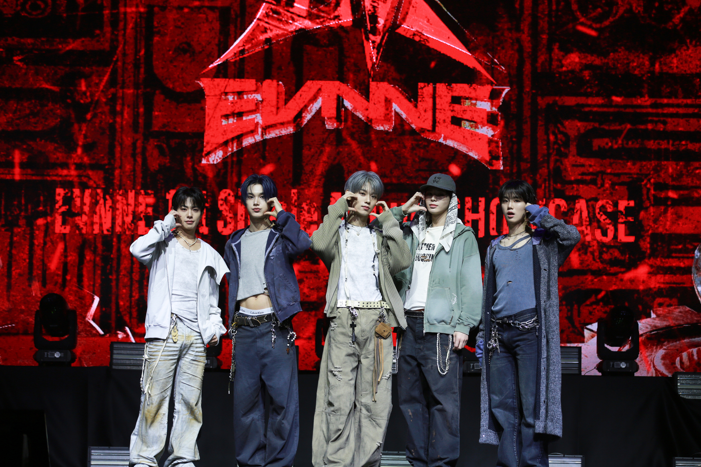 Boy band EVNNE poses for a photo during a press showcase for its single, ″Backtalk,″ held at Myunghwa Live Hall in western Seoul on April 20. [JELLYFISH ENTERTAINMENT]