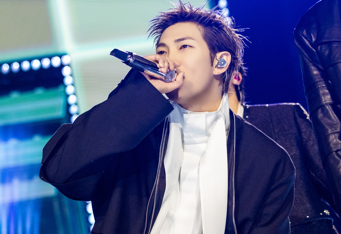 RM of K-pop megaband BTS performs during ″BTS The Comeback Live: Arirang″ held in Gwanghwamun, central Seoul, on March 21. [BIGHIT MUSIC, NETFLIX]