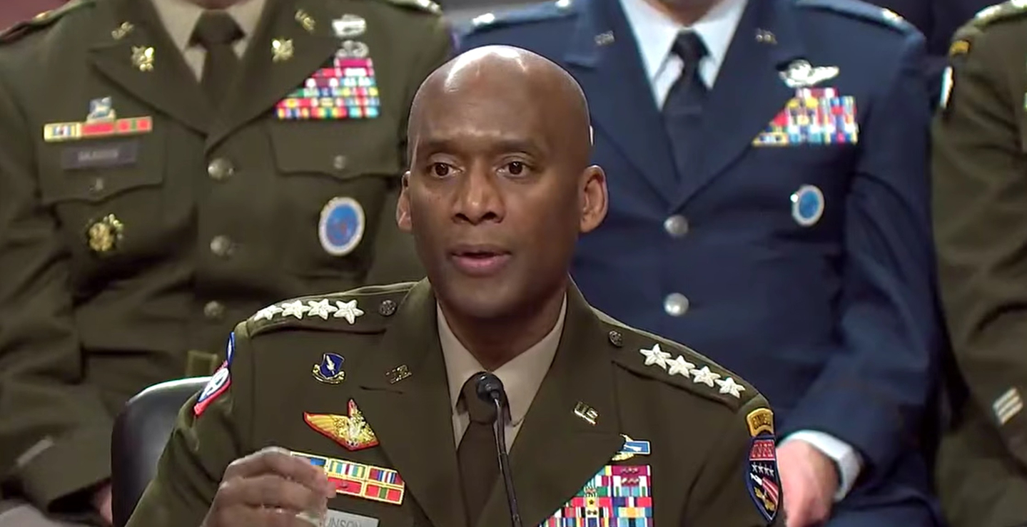 Gen. Xavier Brunson, commander of United States Forces Korea, responds to lawmakers’ questions during a U.S. Senate Armed Services Committee hearing in Washington on April 21. [U.S. SENATE ARMED SERVICES COMMITTEE WEBSITE CAPTURE]