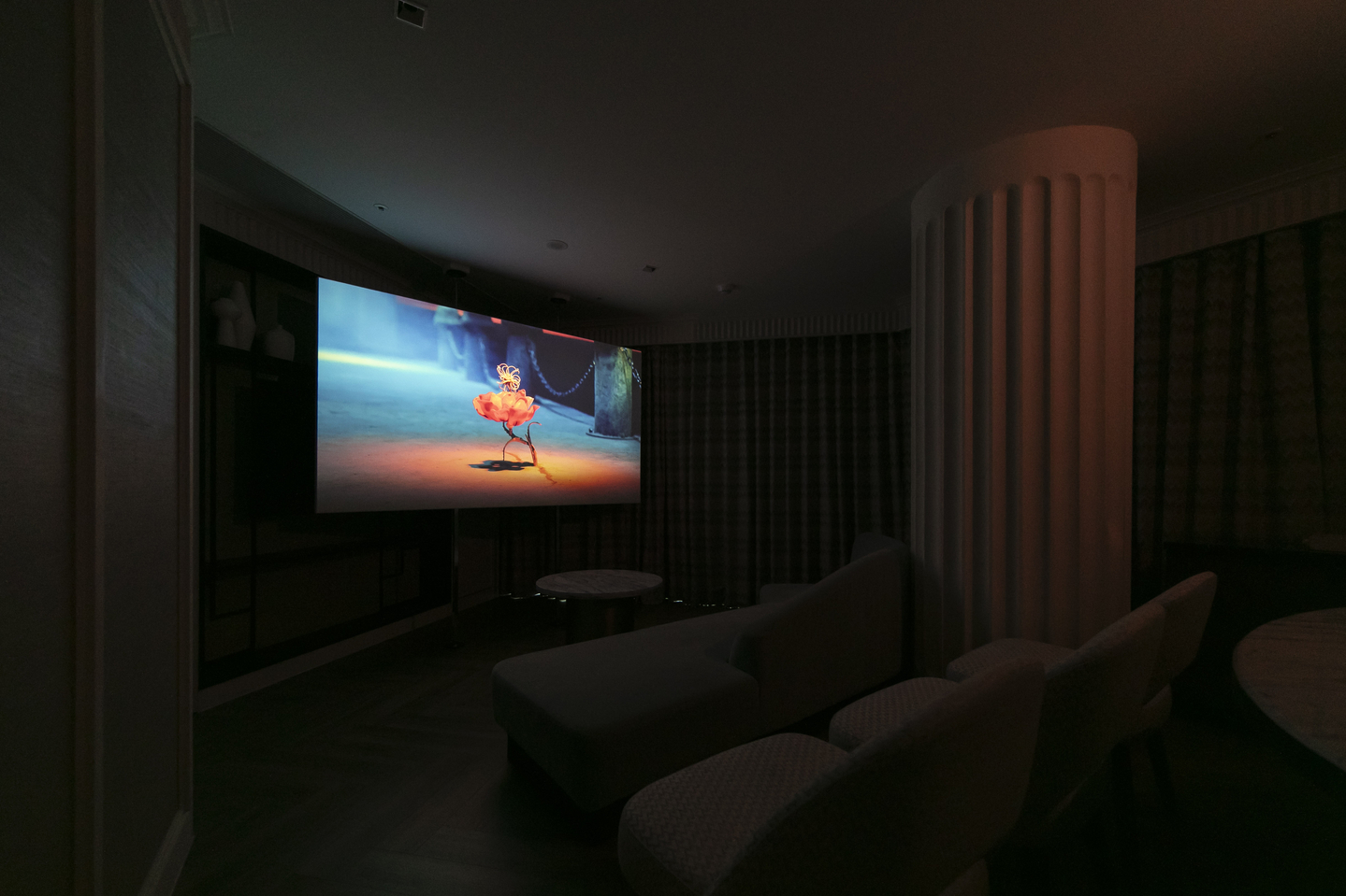 Media artwork is seen displayed at the Grand Josun Busan hotel in Busan as part of the Loop Plus fair on April 23. [LOOP PLUS]
