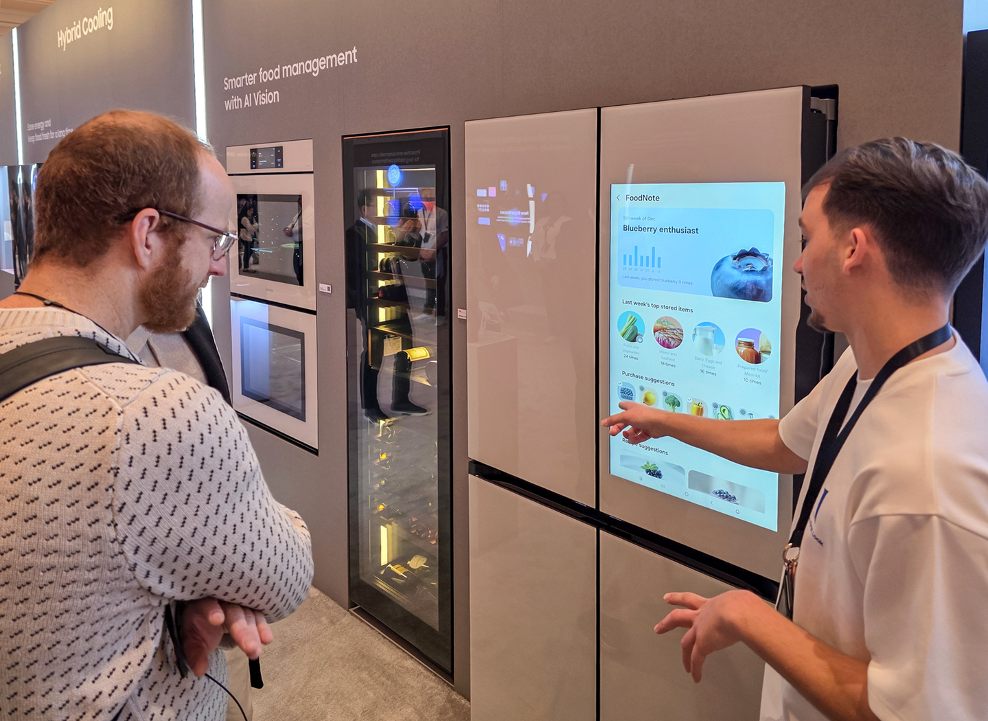Visitors at the CES 2026 experience the Bespoke AI Family Hub on Jan. 7. [SAMSUNG ELECTRONICS]