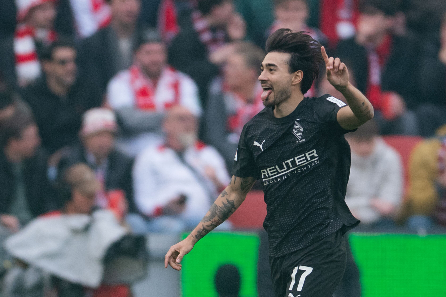 Jens Castrop of Borussia Mönchengladbach celebrates after scoring a goal against 1. FC Koln during a Bundesliga match in Cologne, Germany, on March 21. [AP/YONHAP]